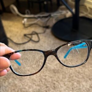 Tory Burch Tortoise Shell Glasses with Blue Accents